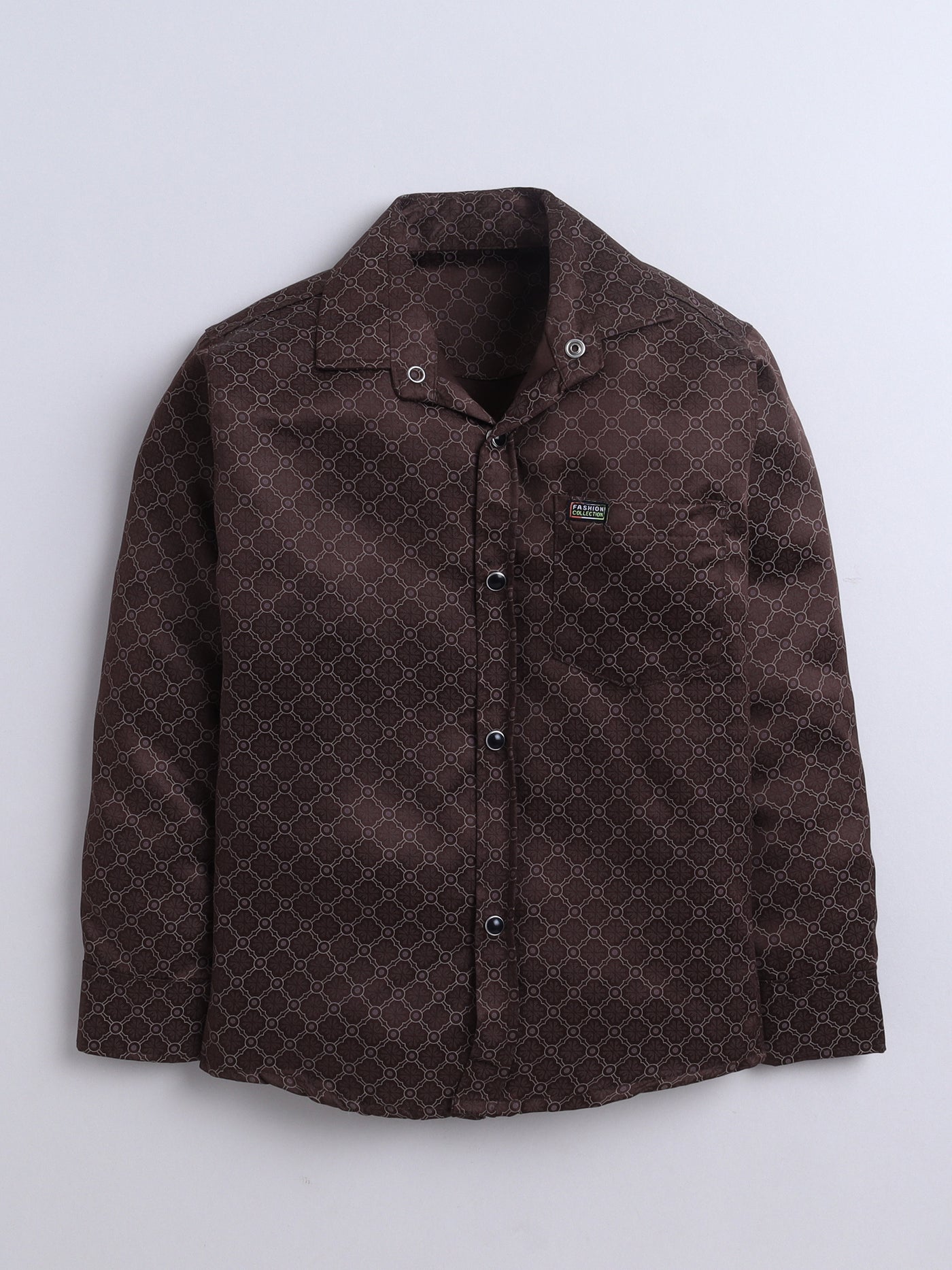 Boys Cotton Blend Geometric Print Shirt