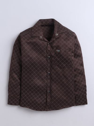 Boys Cotton Blend Geometric Print Shirt