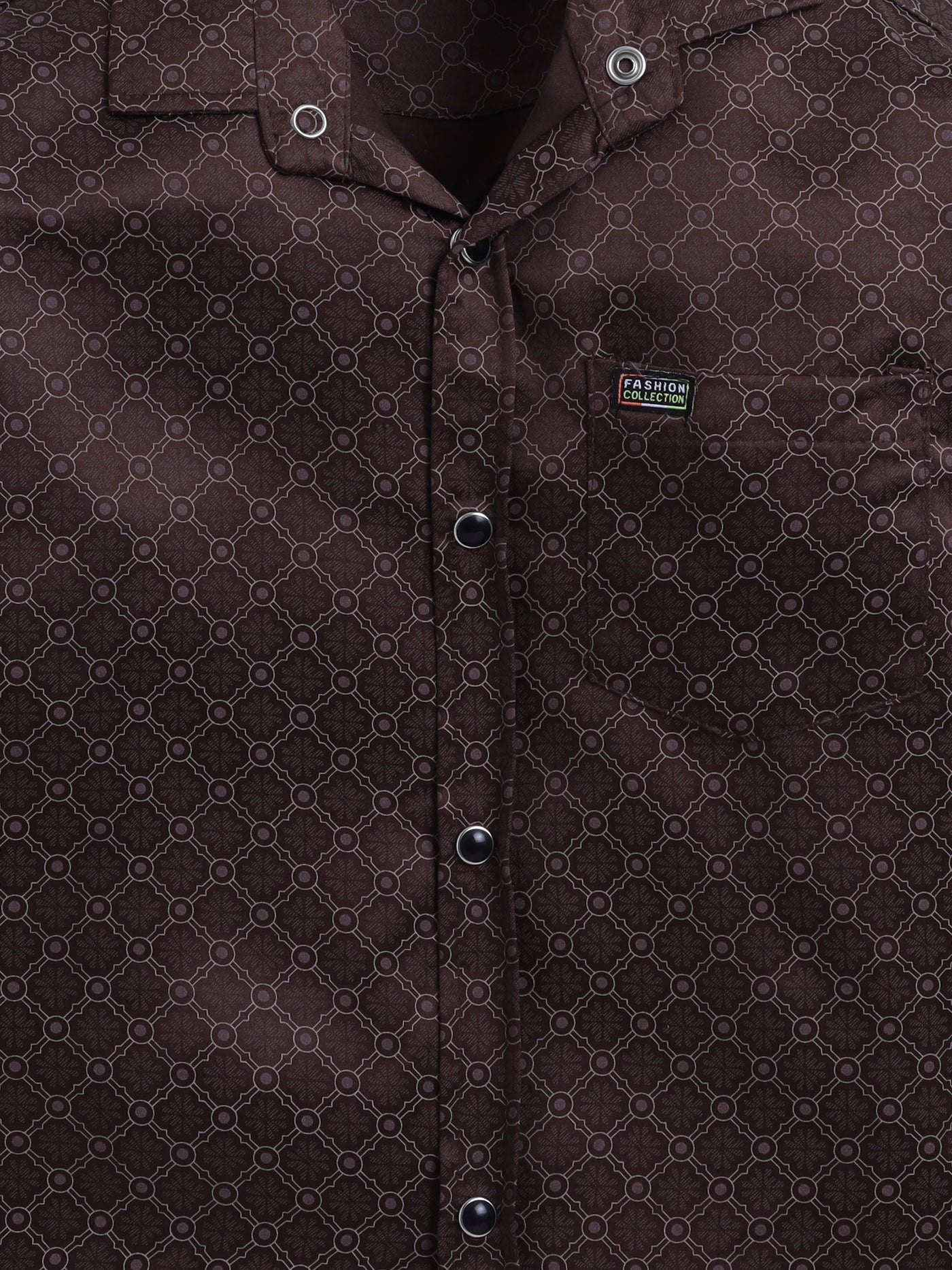 Boys Cotton Blend Geometric Print Shirt