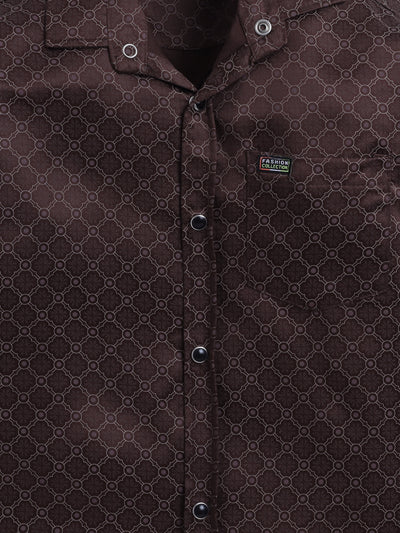 Boys Cotton Blend Geometric Print Shirt