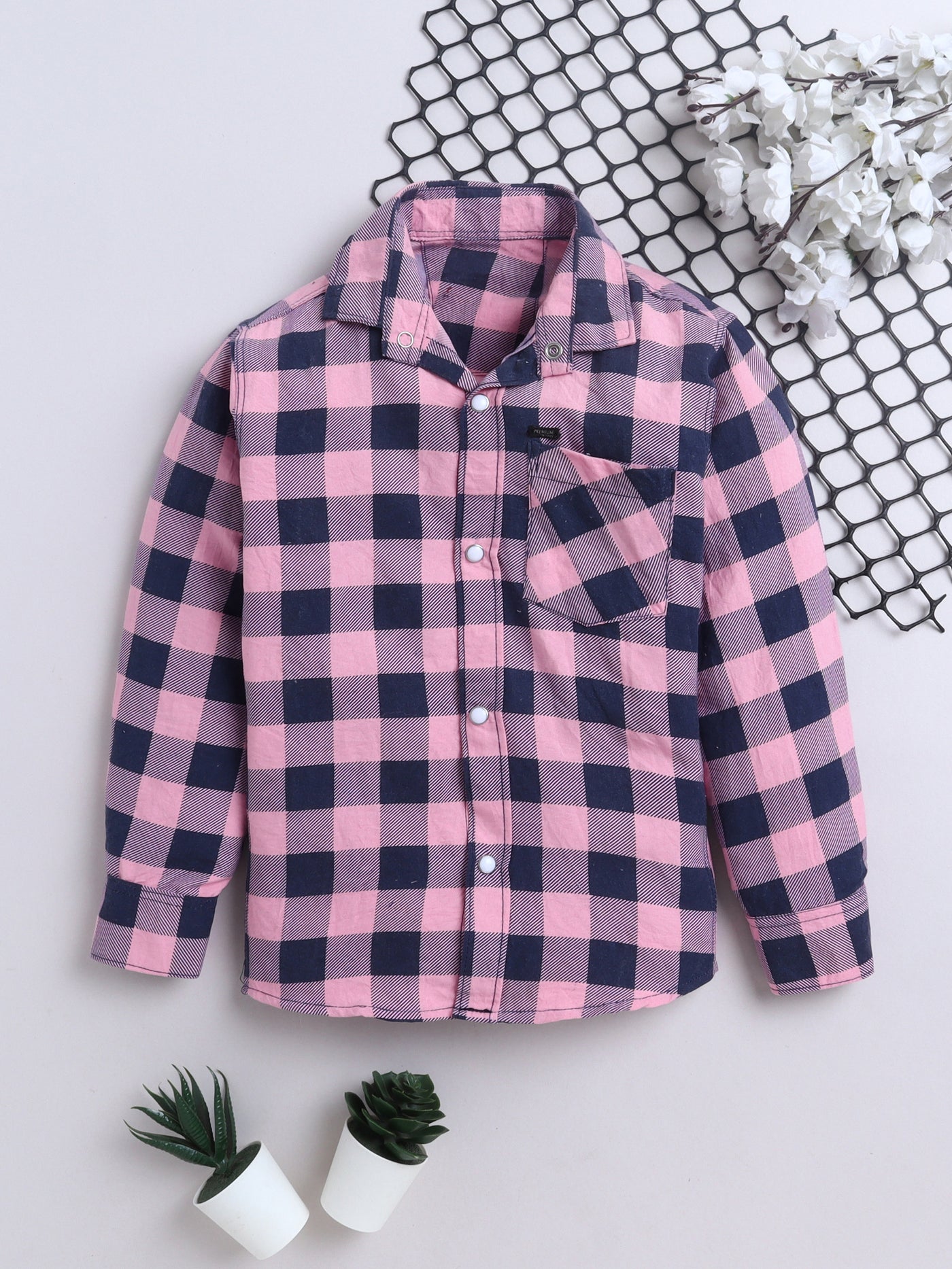 Boys Cotton Blend Checked Shirt