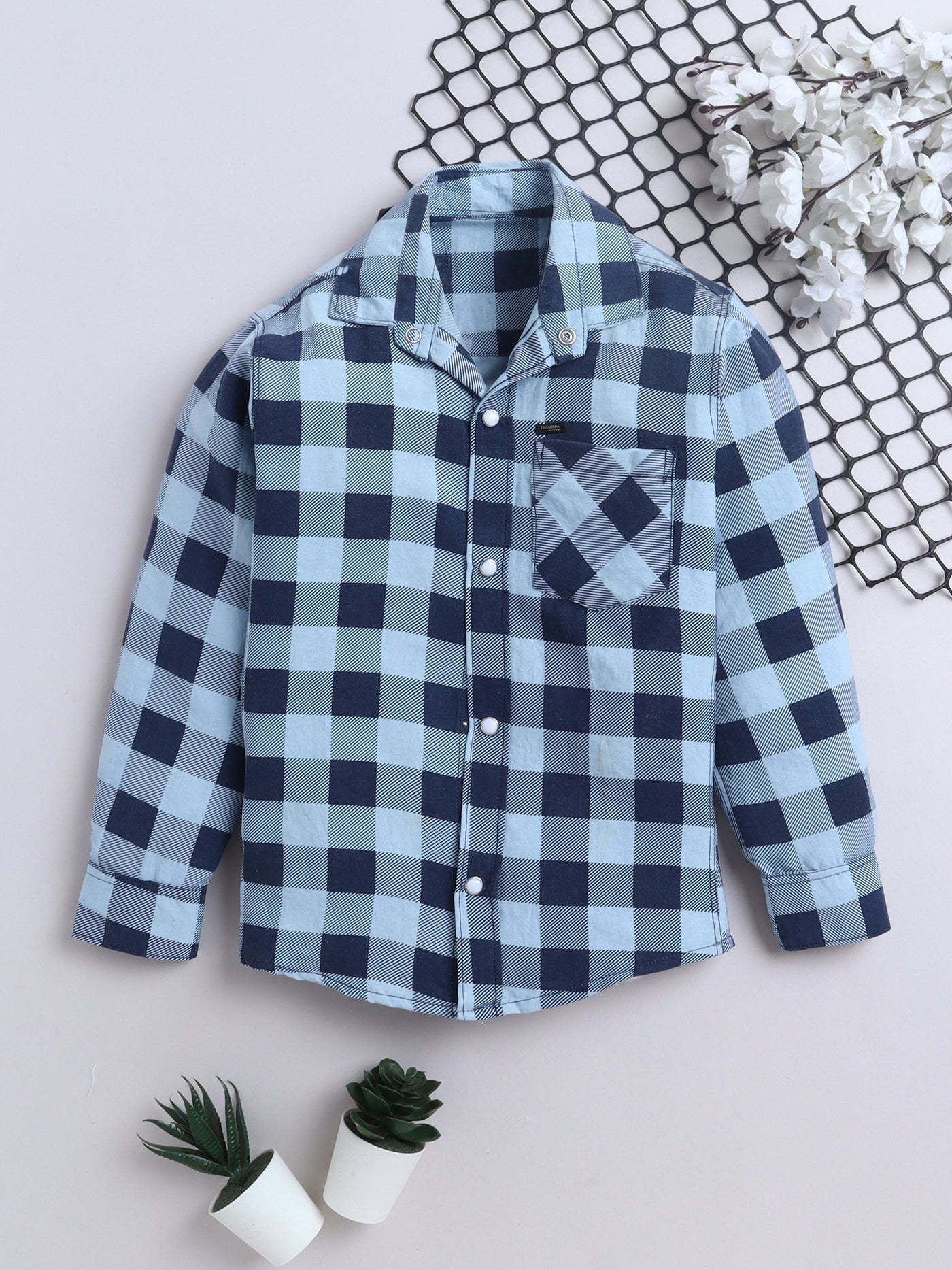 Boys Cotton Blend Checked Shirt