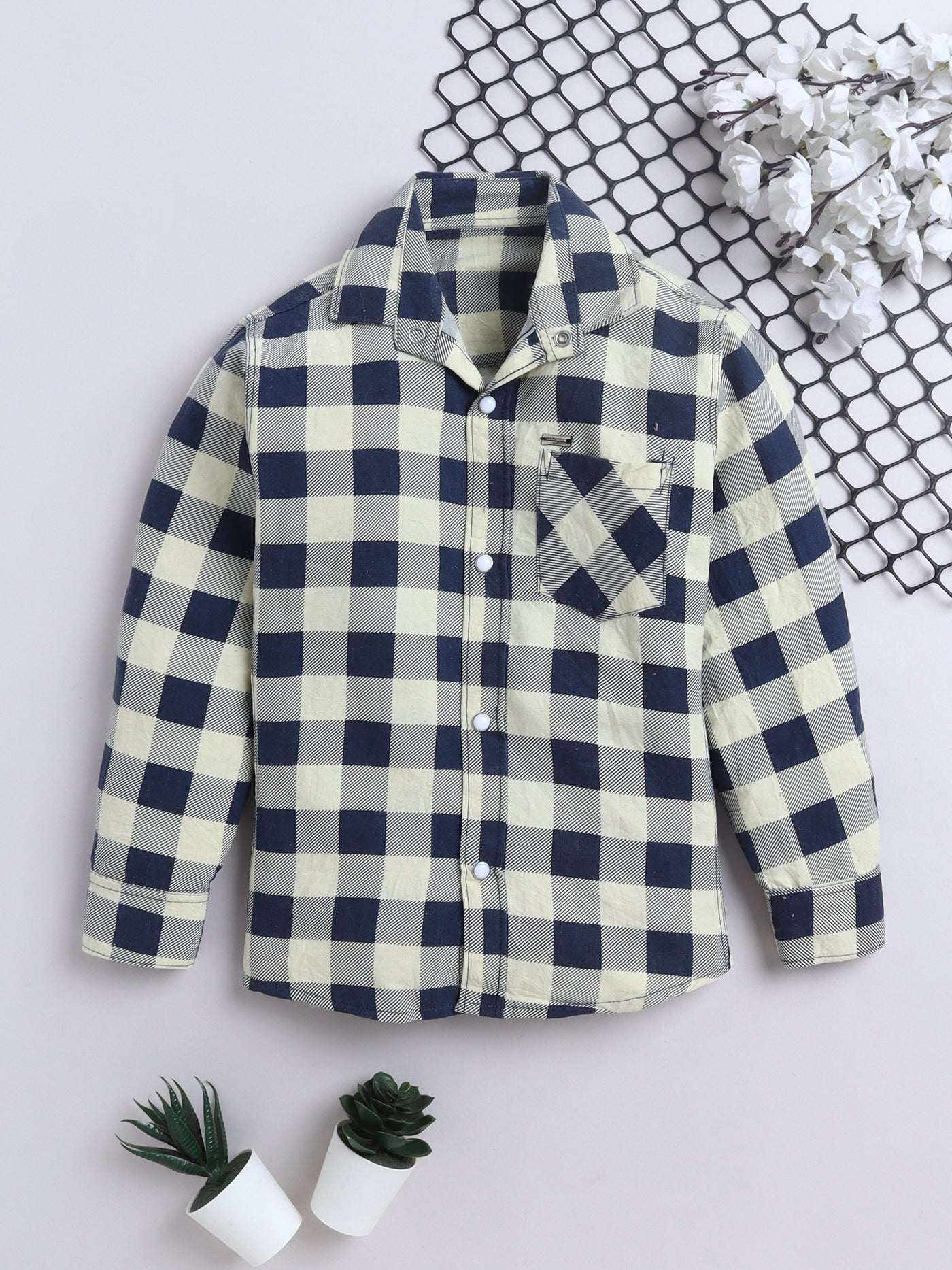 Boys Cotton Blend Checked Shirt