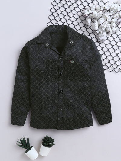 Boys Cotton Blend Geometric Print Shirt