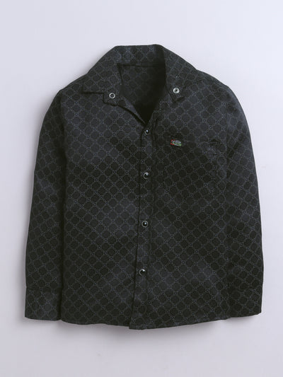 Boys Cotton Blend Geometric Print Shirt