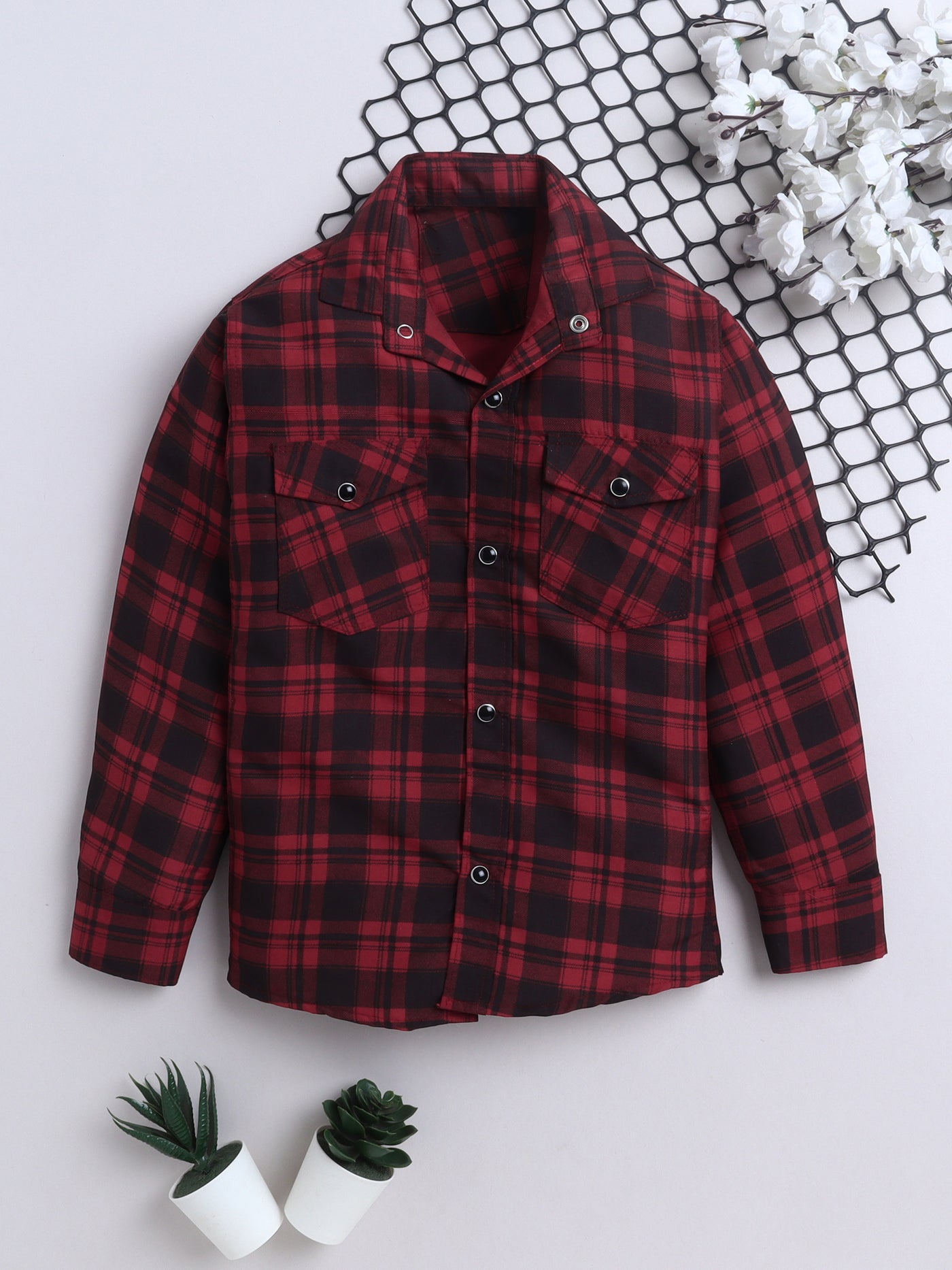 Boys Cotton Blend Checked Shirt