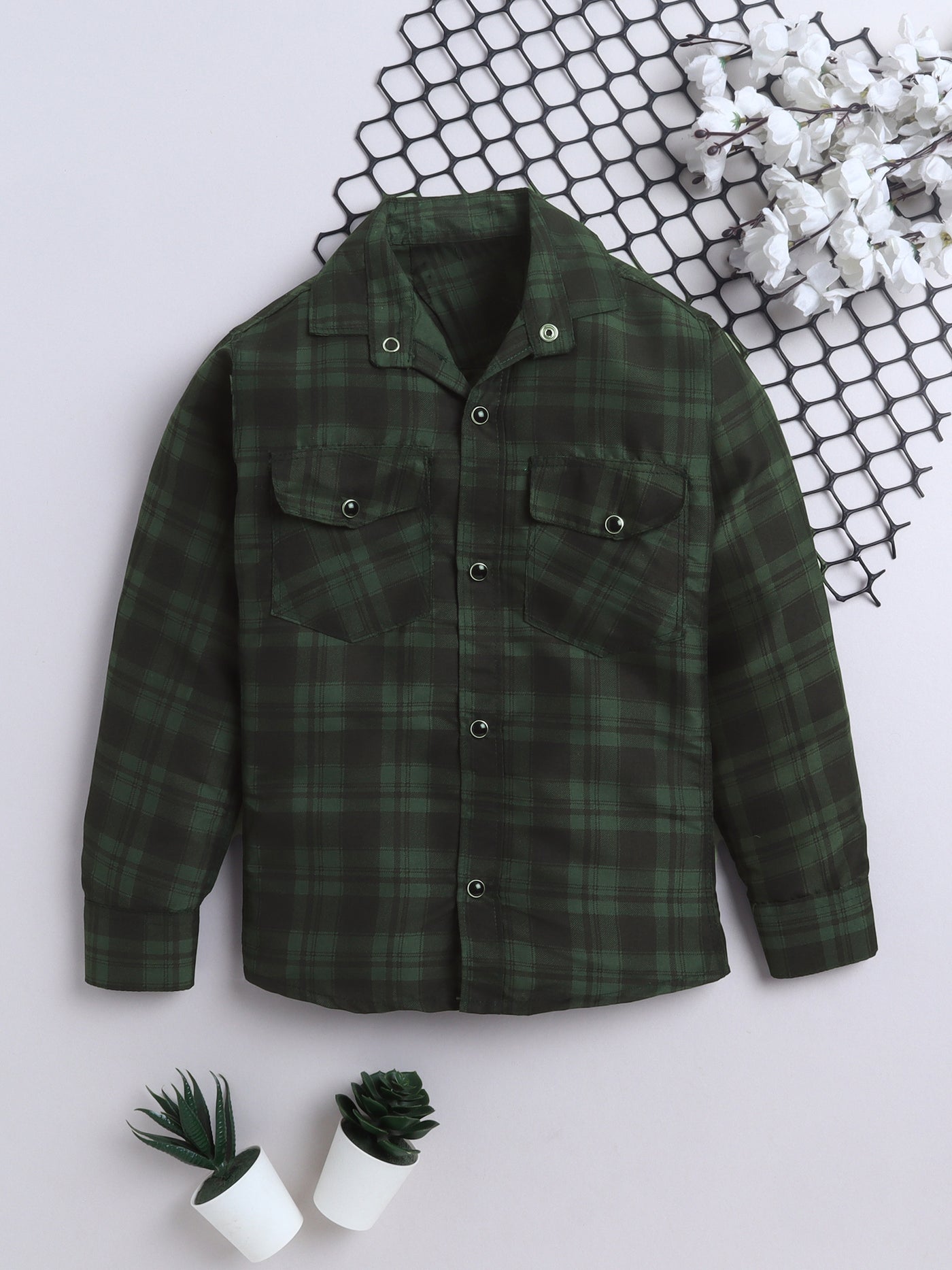 Boys Cotton Blend Checked Shirt