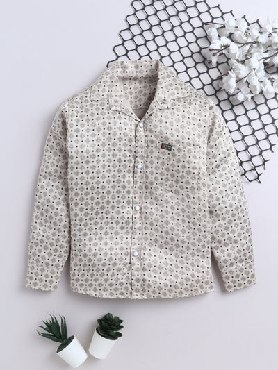 Boys Cotton Blend Geometric Print Shirt