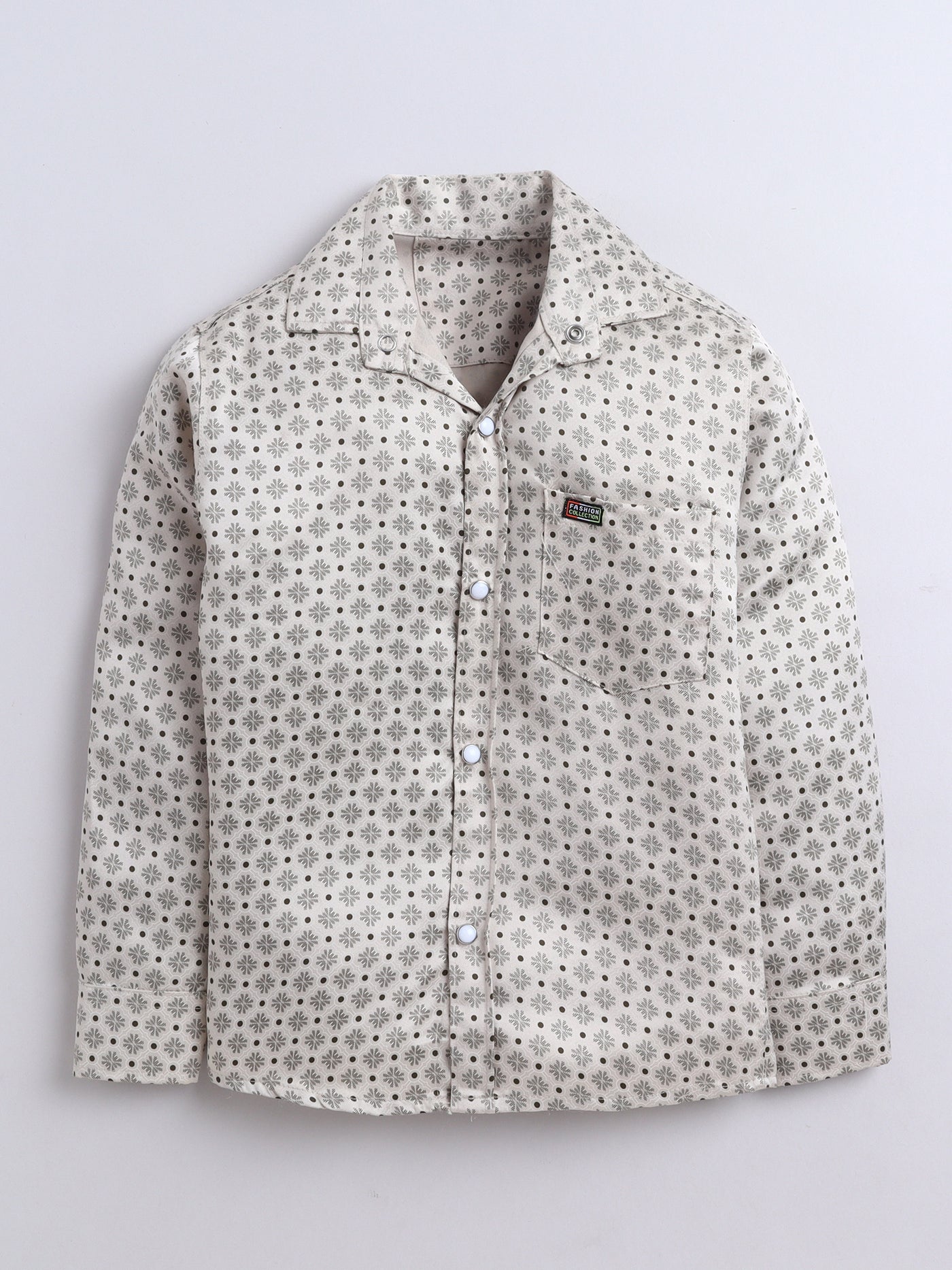 Boys Cotton Blend Geometric Print Shirt