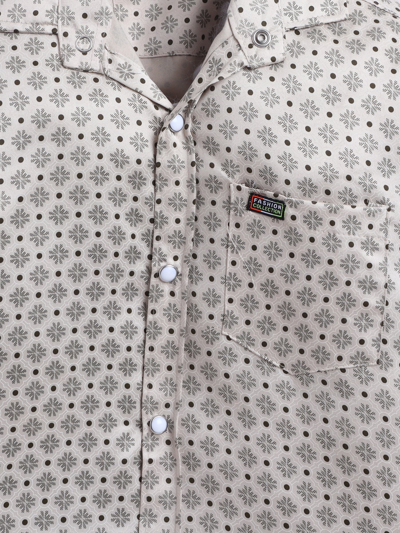 Boys Cotton Blend Geometric Print Shirt