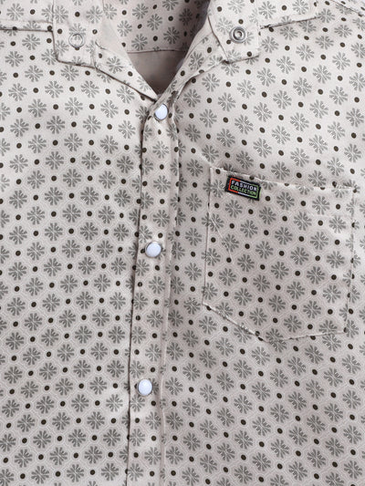 Boys Cotton Blend Geometric Print Shirt
