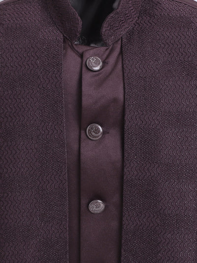 Boys Jacquard Zigzag Pattern Sherwani & Trouser Set