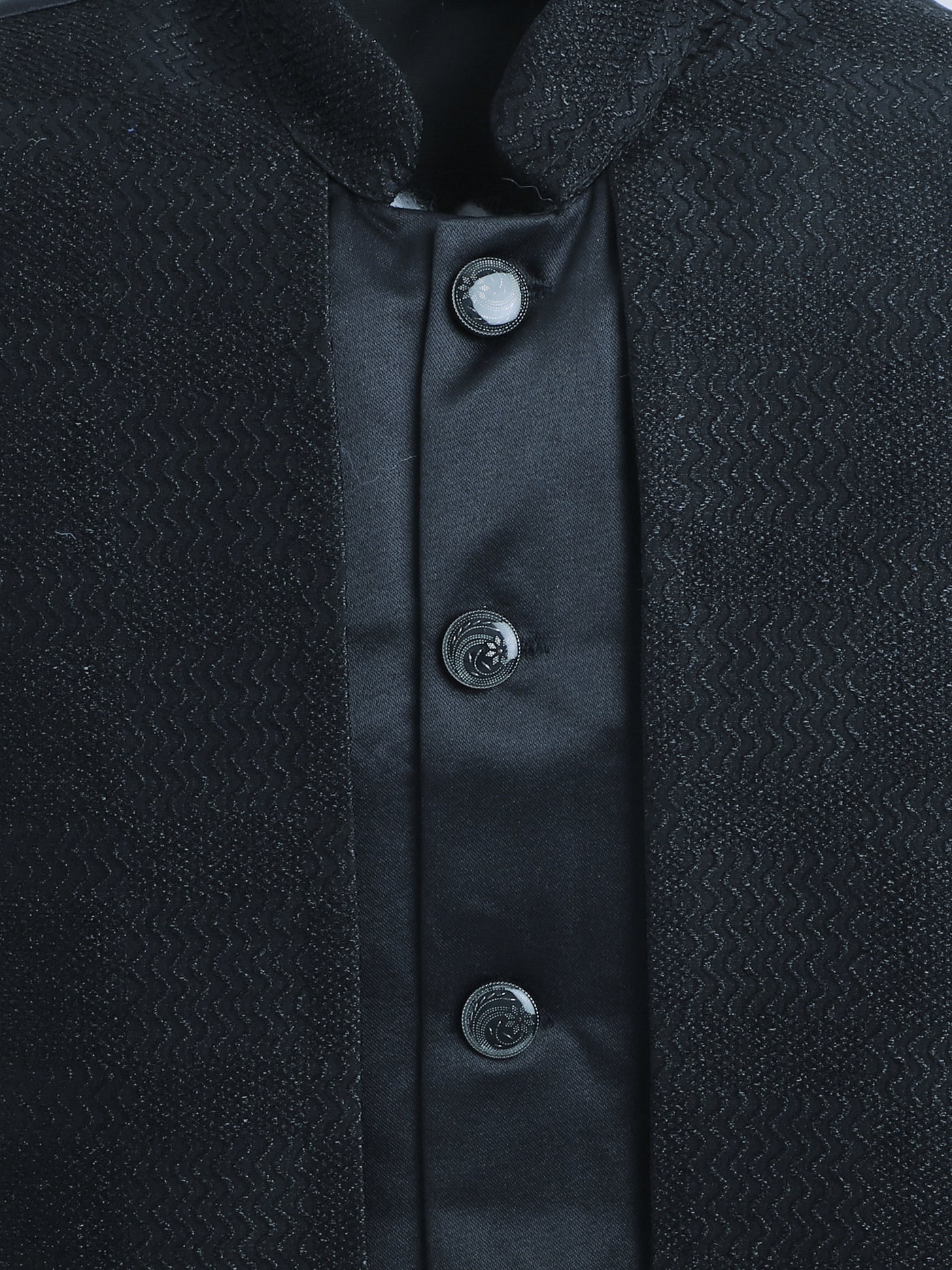 Boys Jacquard Zigzag Pattern Sherwani & Trouser Set