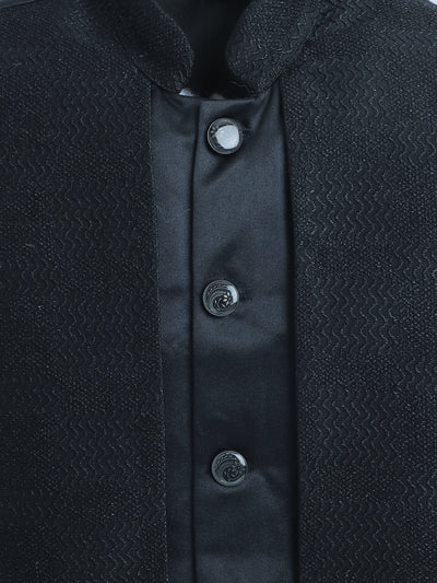 Boys Jacquard Zigzag Pattern Sherwani & Trouser Set