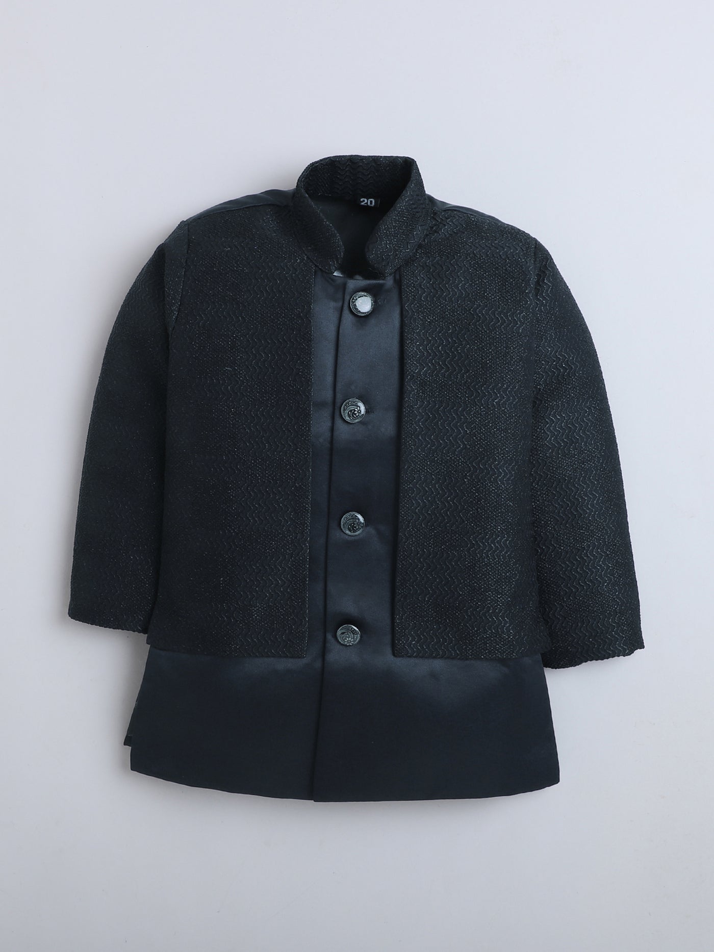 Boys Jacquard Zigzag Pattern Sherwani & Trouser Set