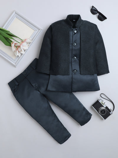 Boys Jacquard Zigzag Pattern Sherwani & Trouser Set