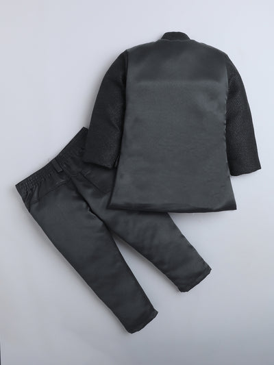 Boys Jacquard Zigzag Pattern Sherwani & Trouser Set