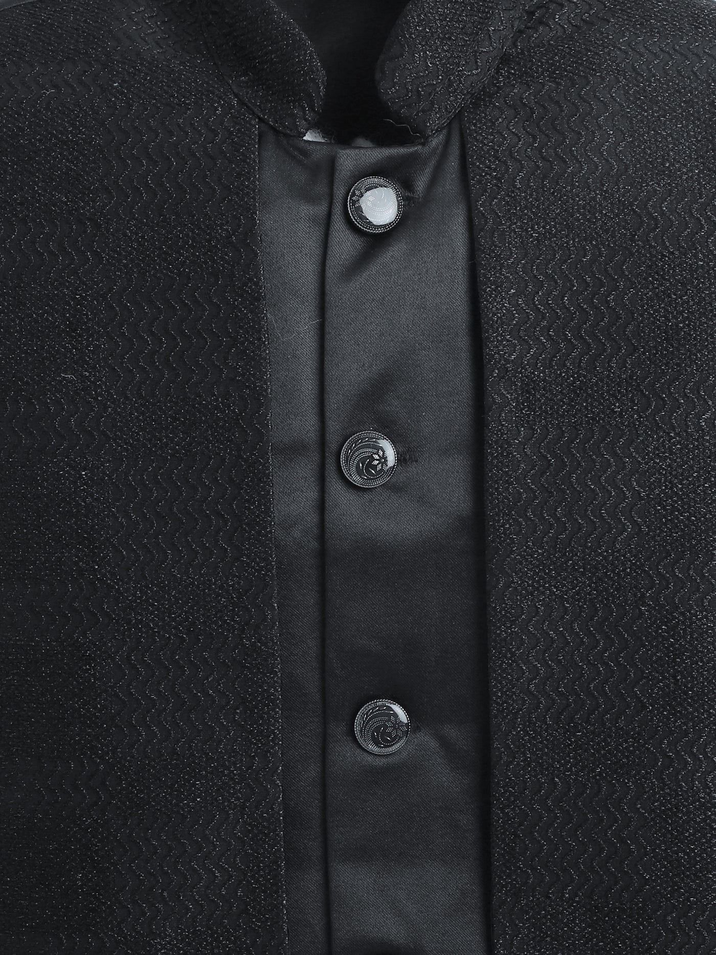 Boys Jacquard Zigzag Pattern Sherwani & Trouser Set