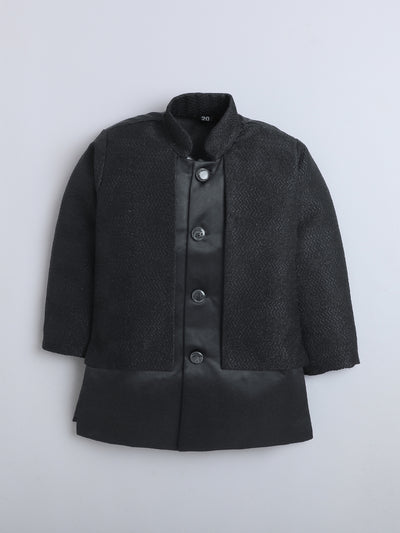 Boys Jacquard Zigzag Pattern Sherwani & Trouser Set