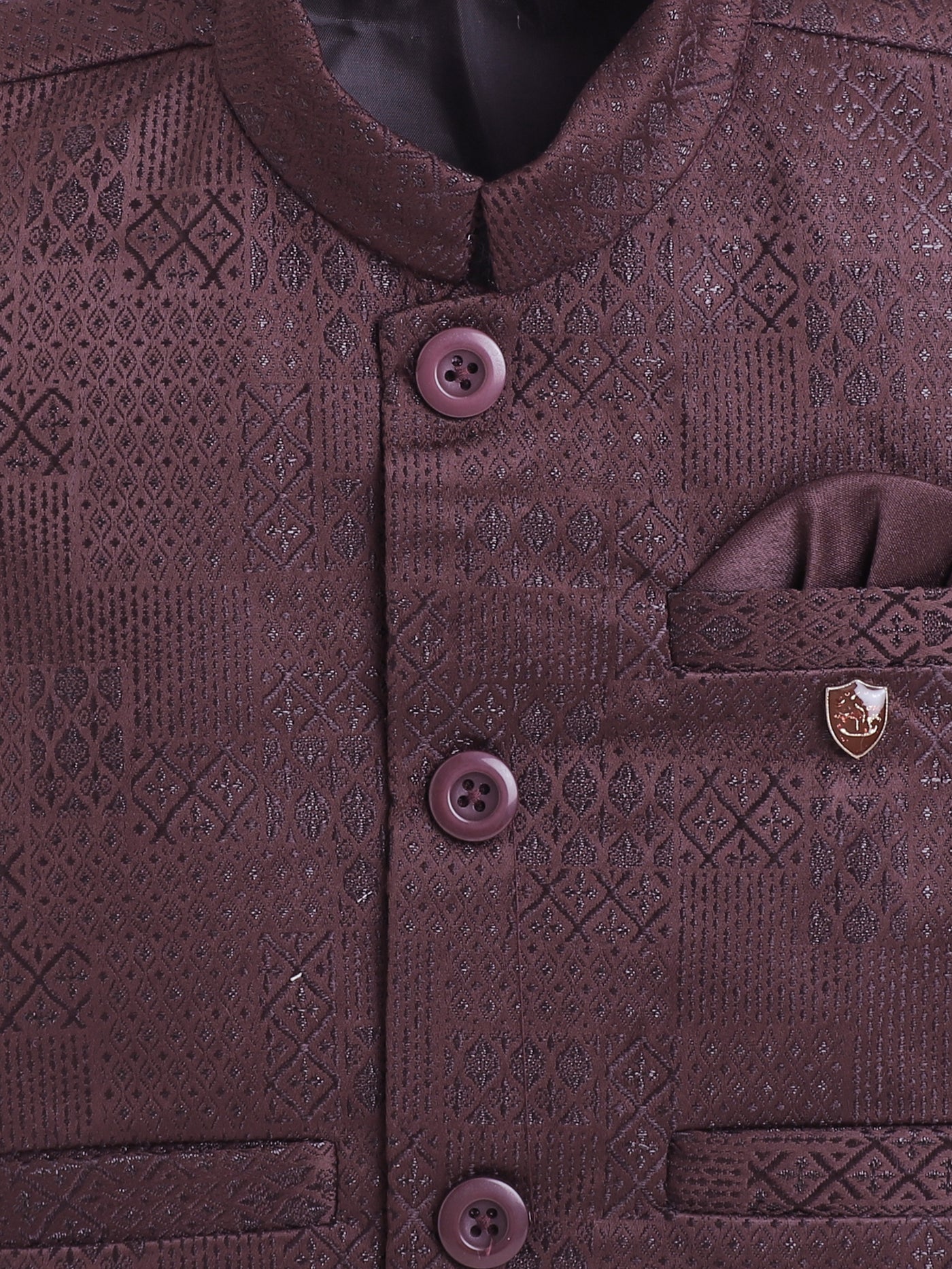 Boys Jacquard Geometric Diamond Motifs 3 Piece Suit Set