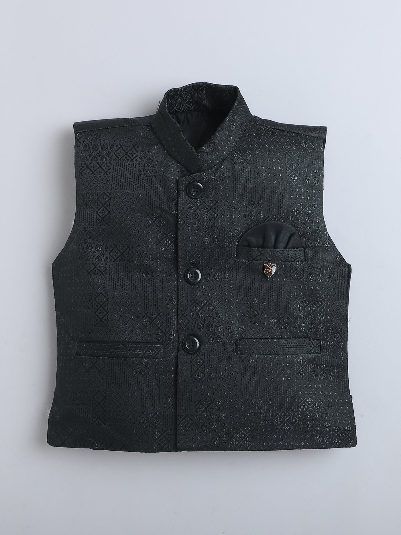 Boys Jacquard Geometric Diamond Motifs 3 Piece Suit Set