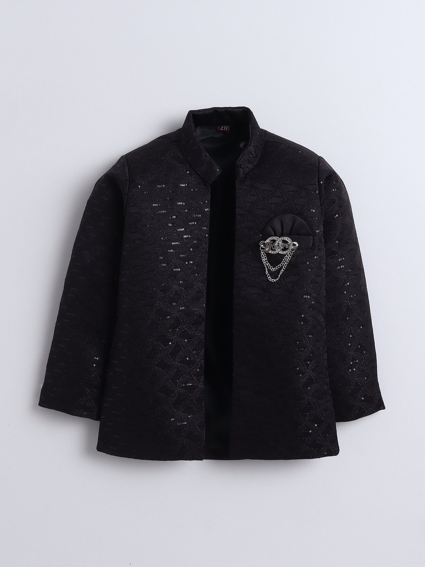 Boys Geometric Sequins Embellished Sherwani Set