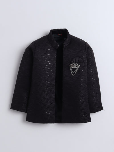 Boys Geometric Sequins Embellished Sherwani Set