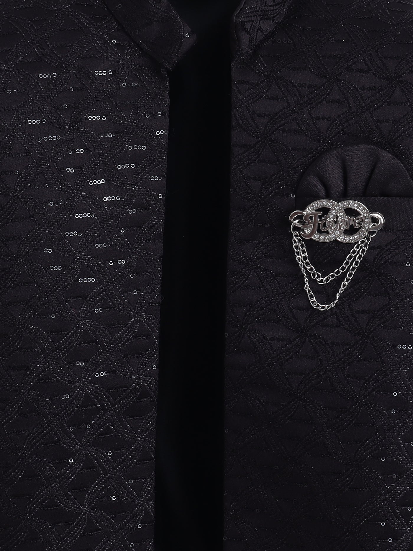 Boys Geometric Sequins Embellished Sherwani Set