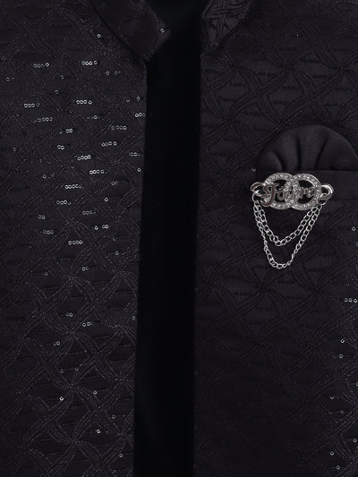 Boys Geometric Sequins Embellished Sherwani Set