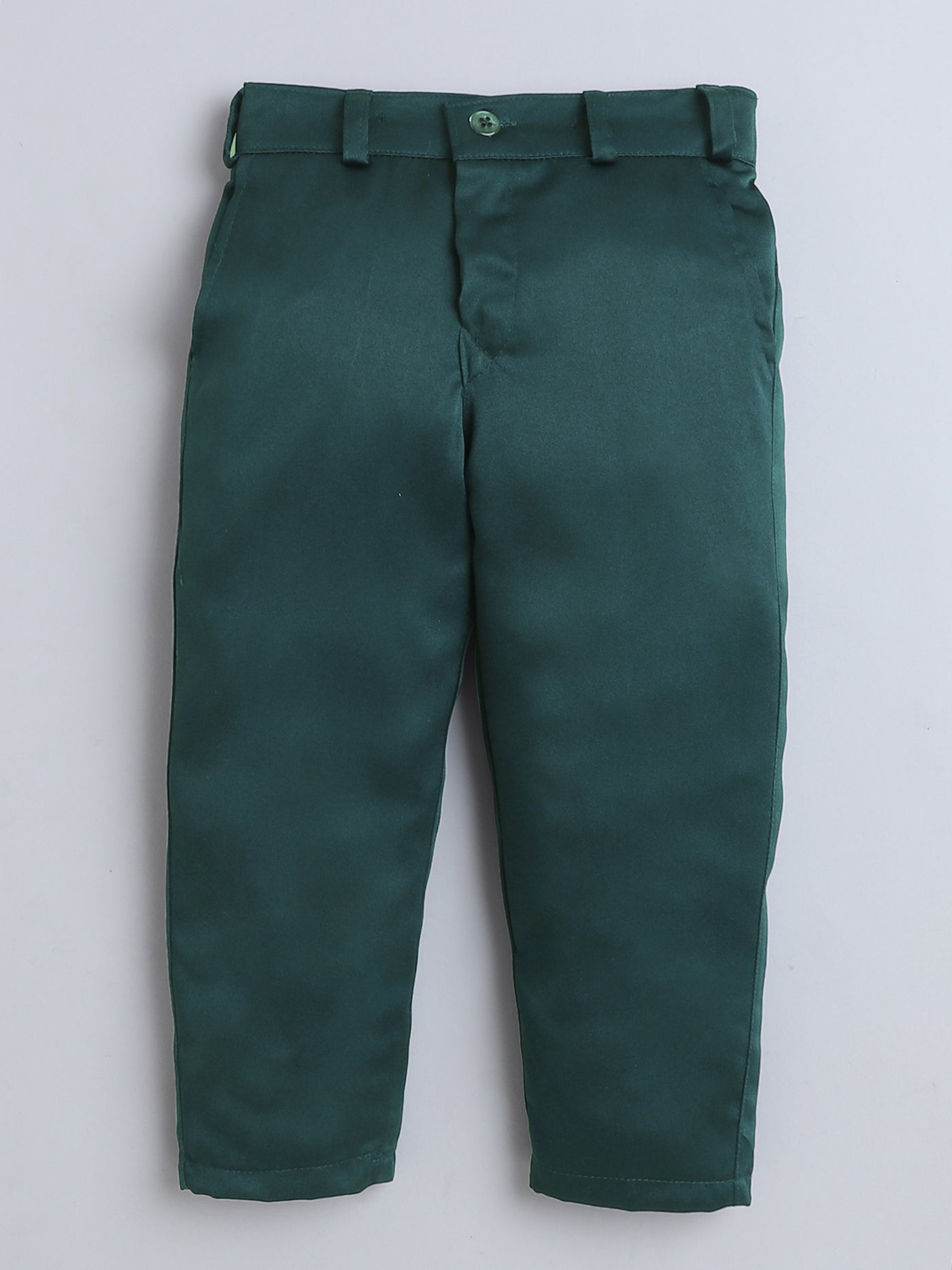 Boys Cotton Full Sleeves Solid Shirt & Trouser Set With Cap, Suspender, Bow