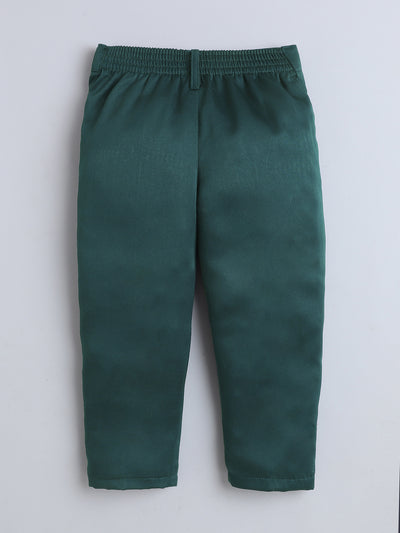 Boys Cotton Full Sleeves Solid Shirt & Trouser Set With Cap, Suspender, Bow