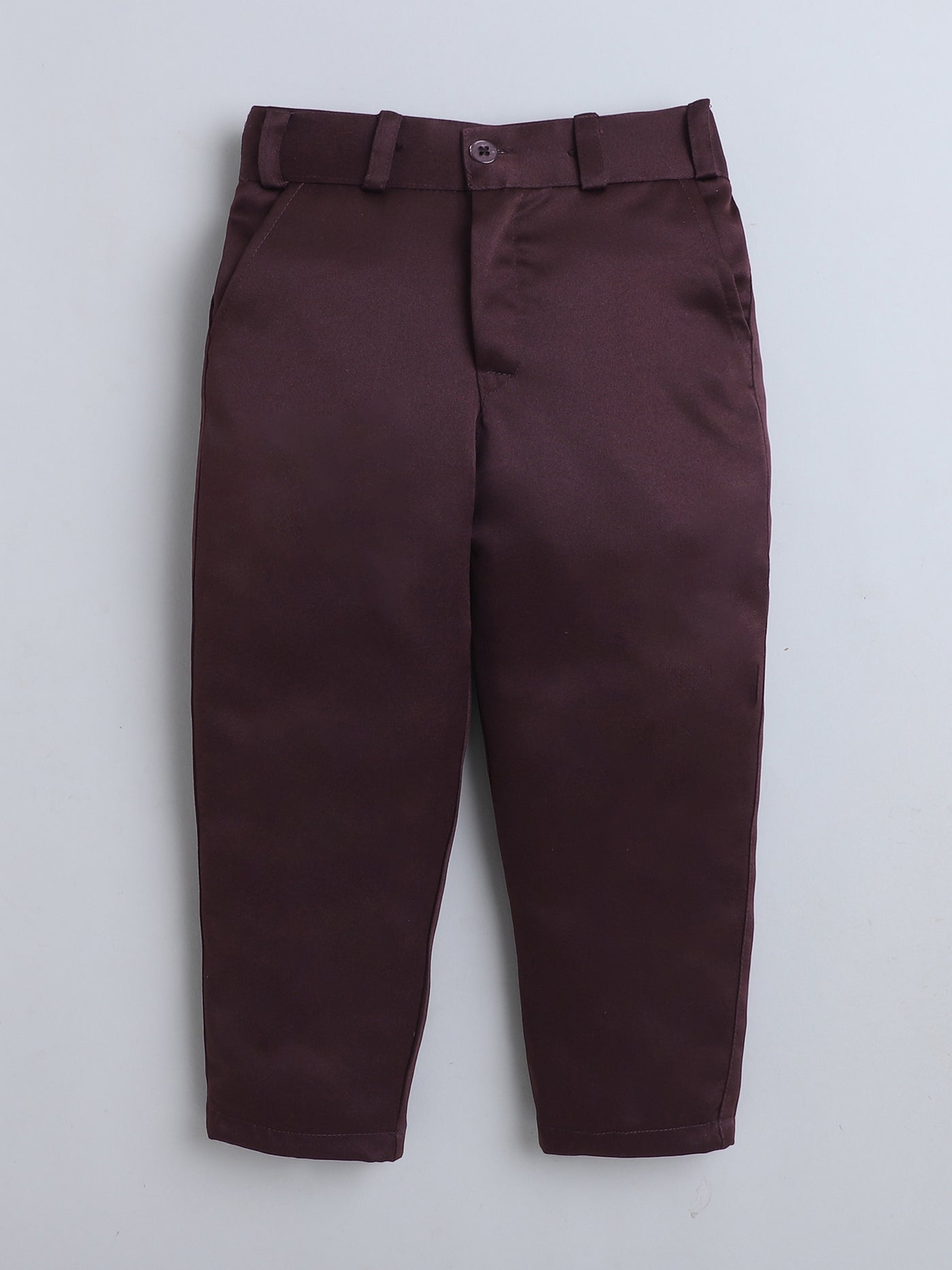 Boys Cotton Full Sleeves Solid Shirt & Trouser Set With Cap, Suspender, Bow