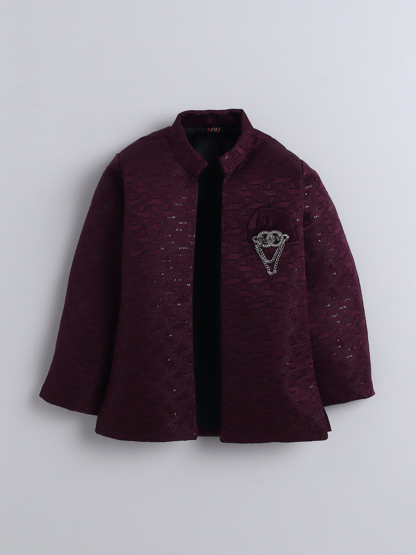 Boys Geometric Sequins Embellished Sherwani Set