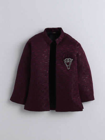 Boys Geometric Sequins Embellished Sherwani Set