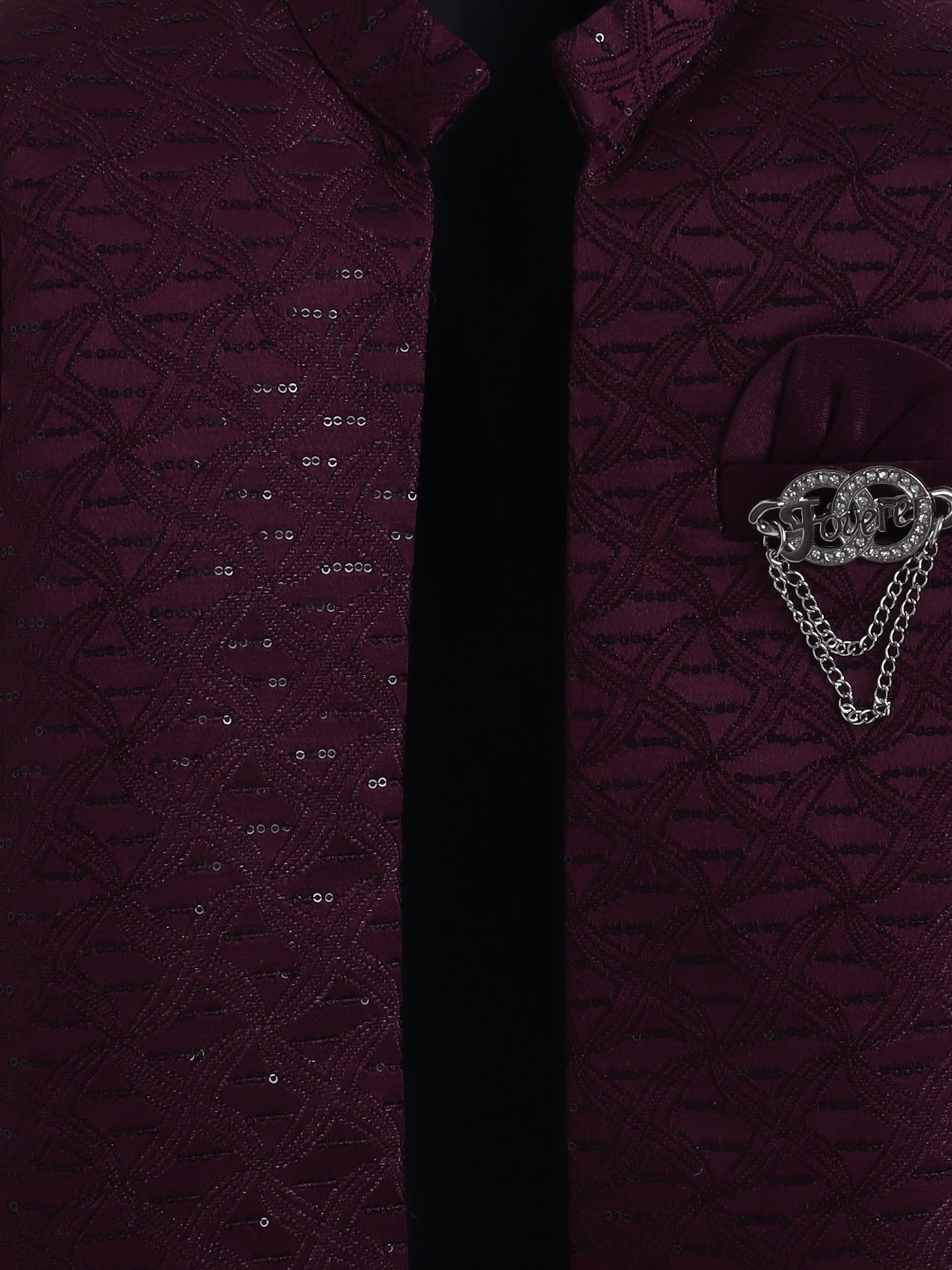 Boys Geometric Sequins Embellished Sherwani Set