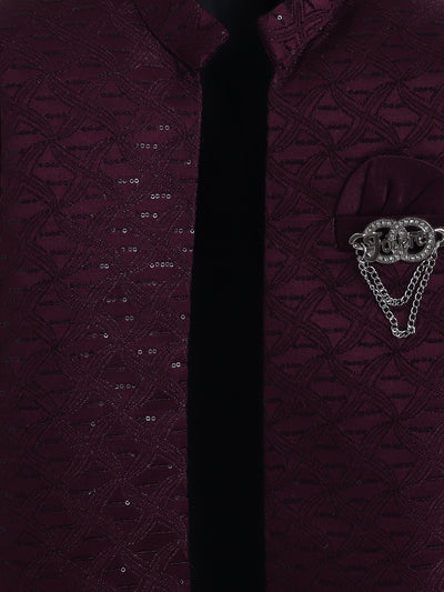 Boys Geometric Sequins Embellished Sherwani Set