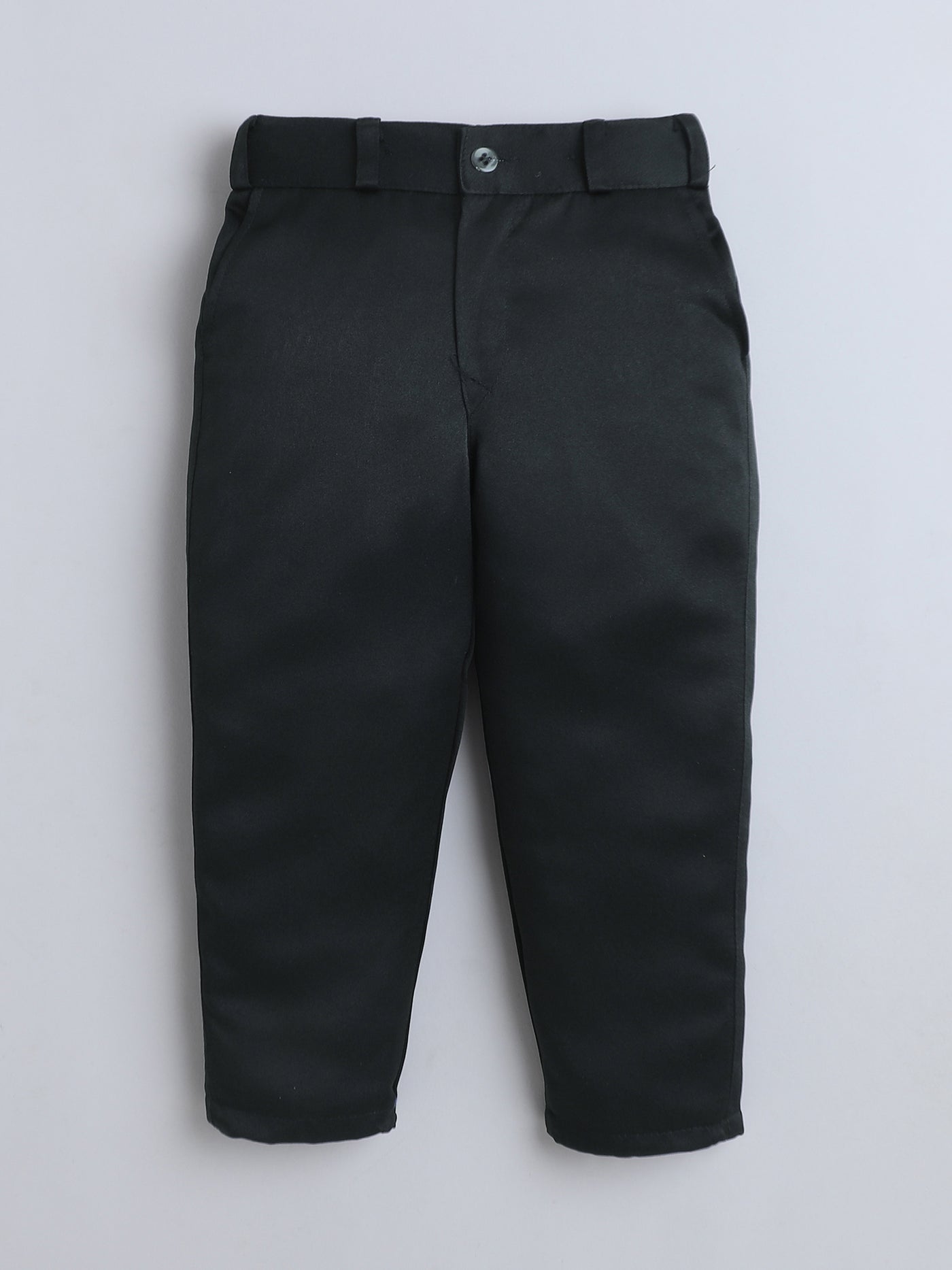 Boys Cotton Full Sleeves Solid Shirt & Trouser Set With Cap, Suspender, Bow