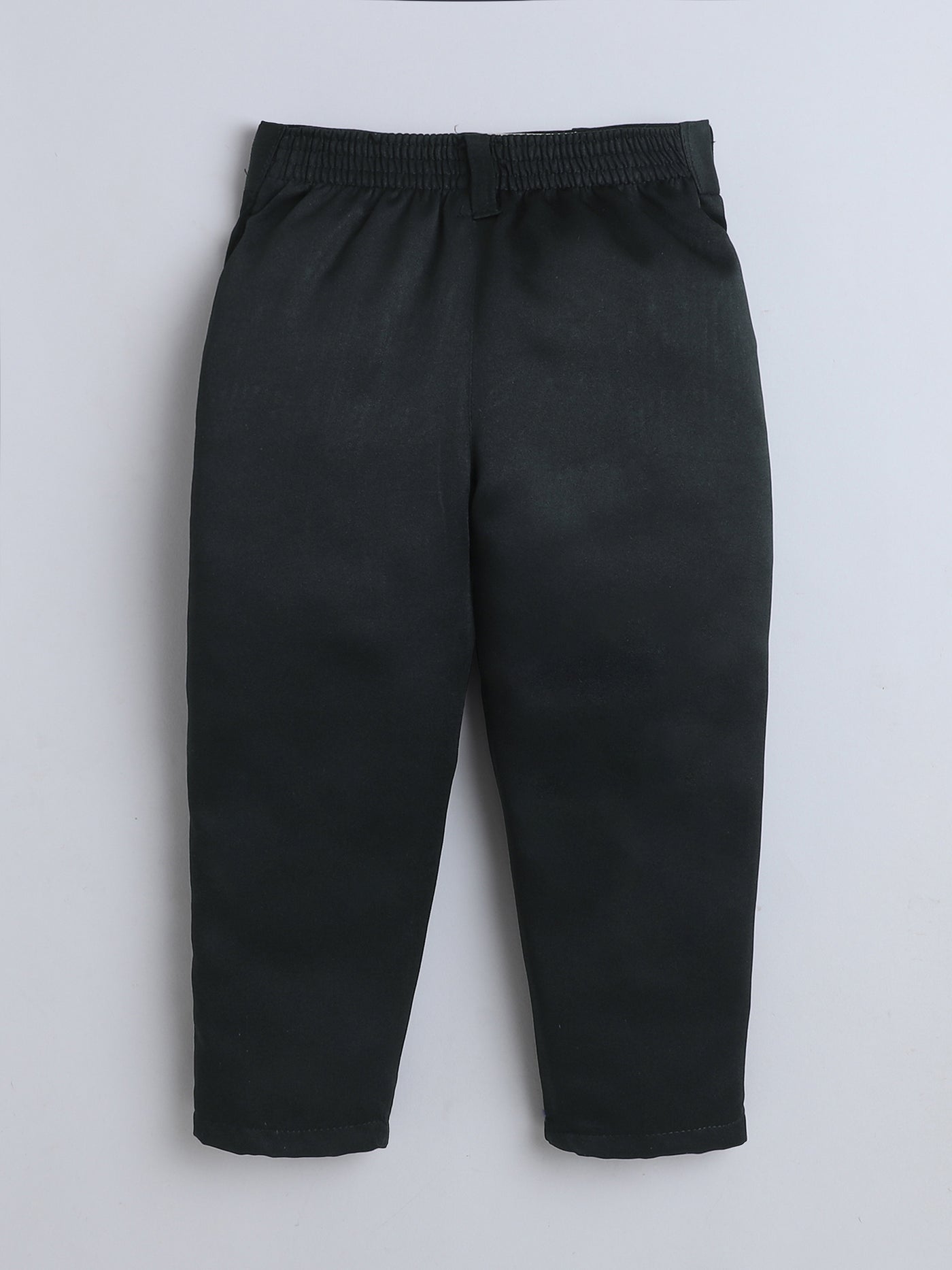 Boys Cotton Full Sleeves Solid Shirt & Trouser Set With Cap, Suspender, Bow