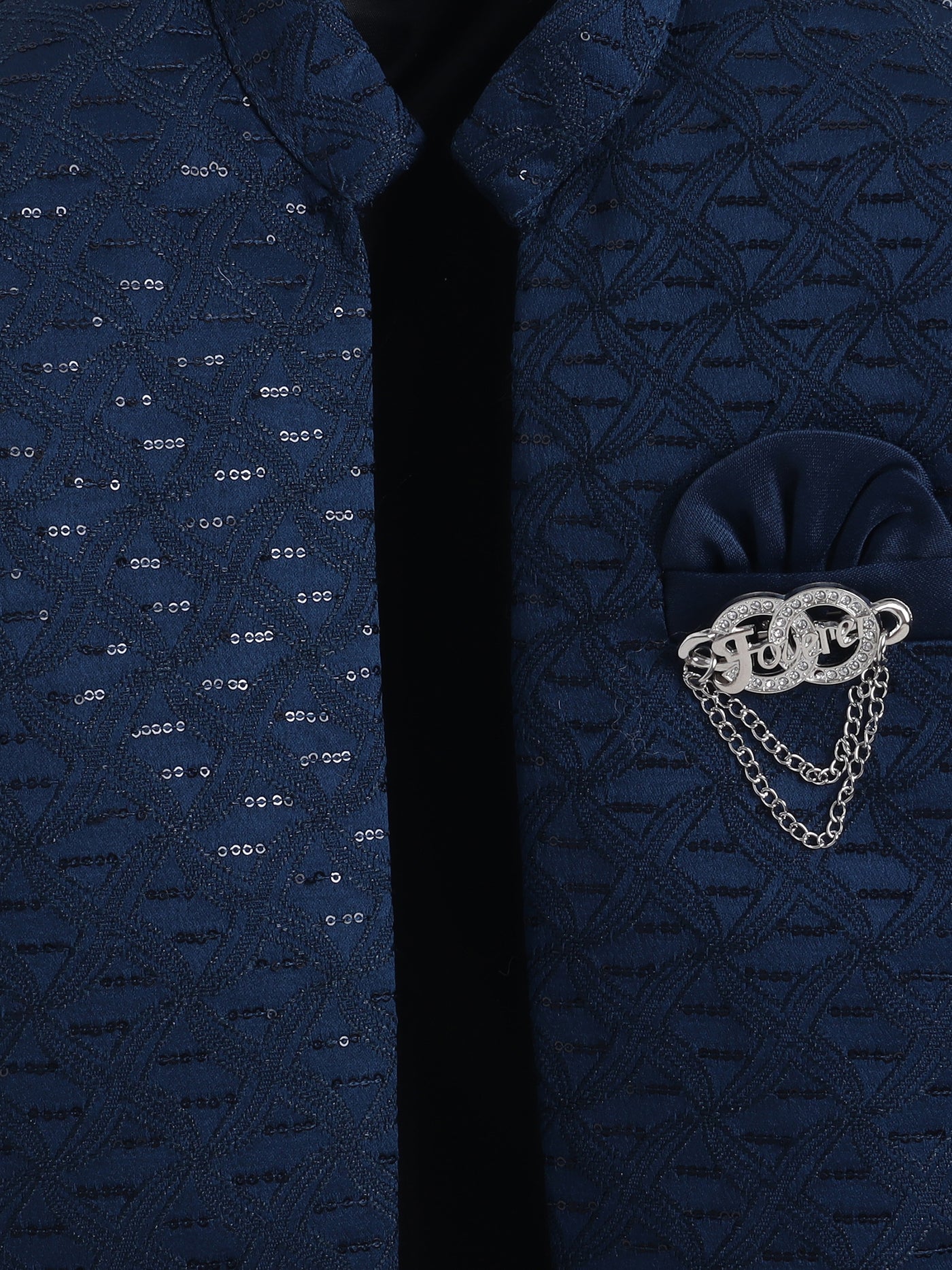 Boys Geometric Sequins Embellished Sherwani Set