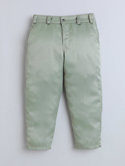 Boys Cotton Full Sleeves Solid Shirt & Trouser Set With Cap, Suspender, Bow