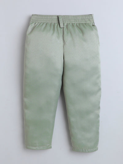 Boys Cotton Full Sleeves Solid Shirt & Trouser Set With Cap, Suspender, Bow