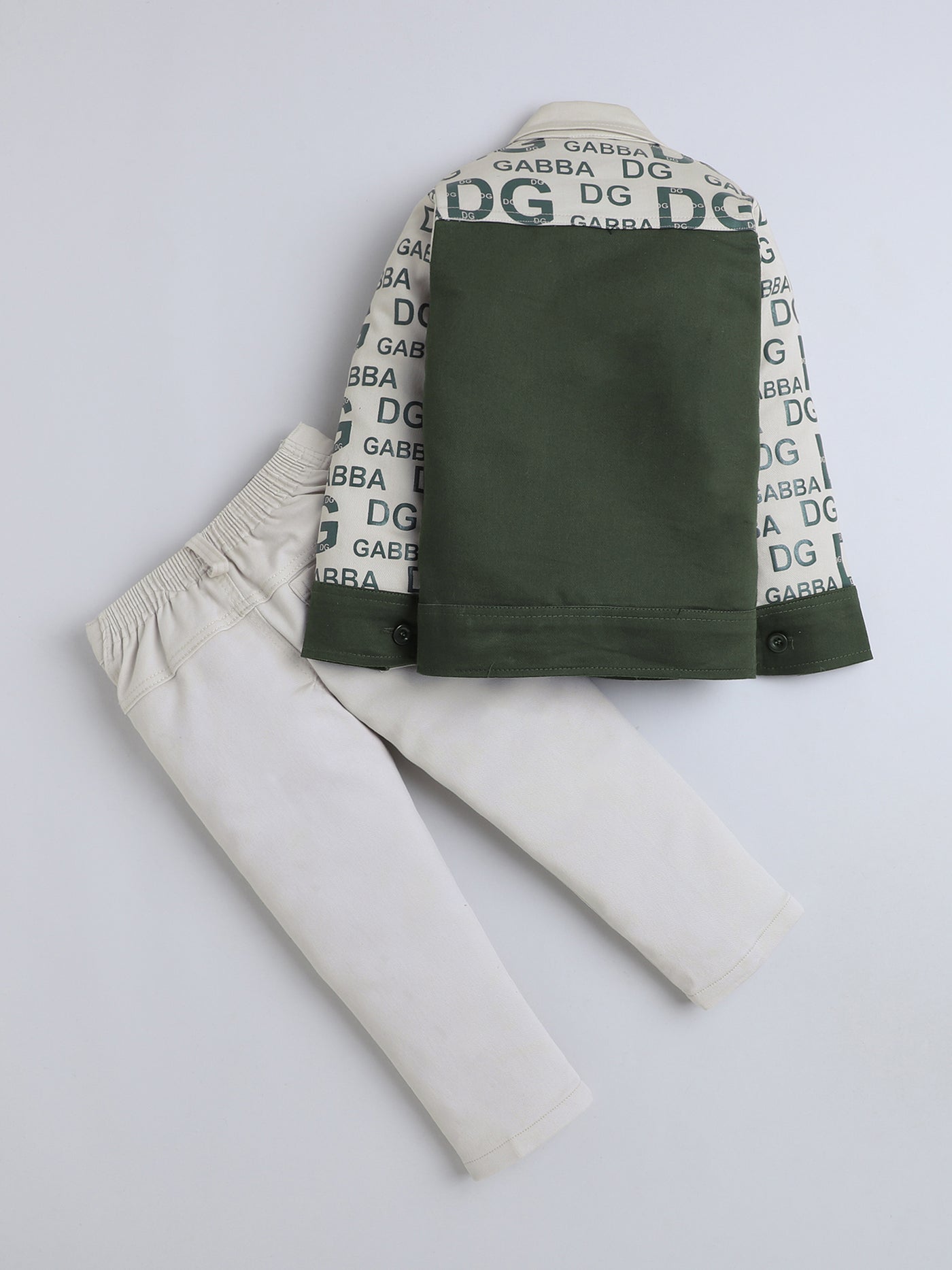 Boys Cotton Blend Graphic Print Jacket T-shirt & Trouser Set