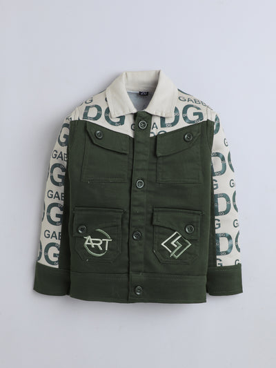 Boys Cotton Blend Graphic Print Jacket T-shirt & Trouser Set