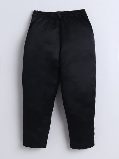 Boys Diamond Embroidery Bib Shirt & Pant Set With Bow