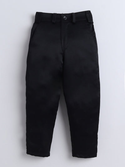 Boys Diamond Embroidery Bib Shirt & Pant Set With Bow