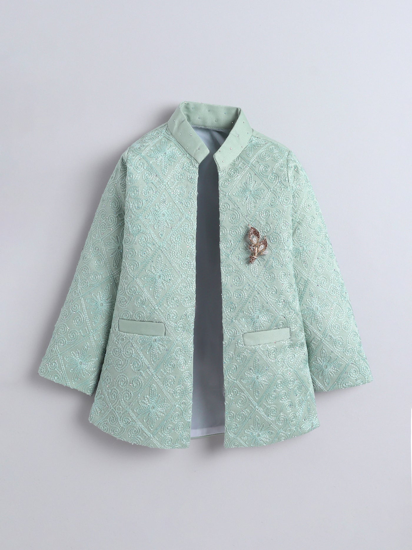 Boys Stone Embellished Embroidered Sherwani Set