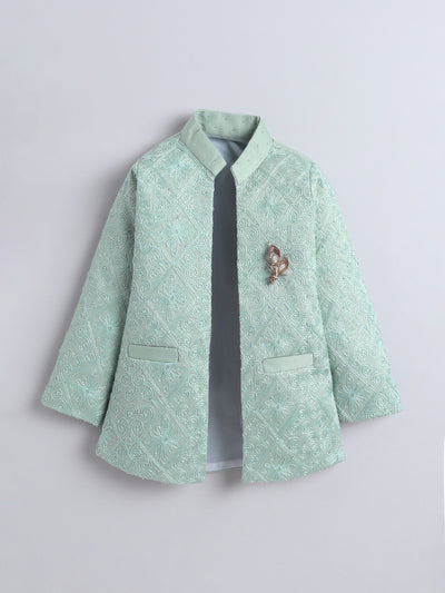 Boys Stone Embellished Embroidered Sherwani Set