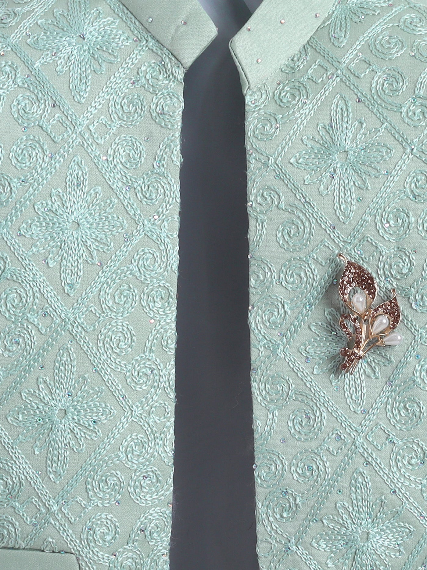 Boys Stone Embellished Embroidered Sherwani Set