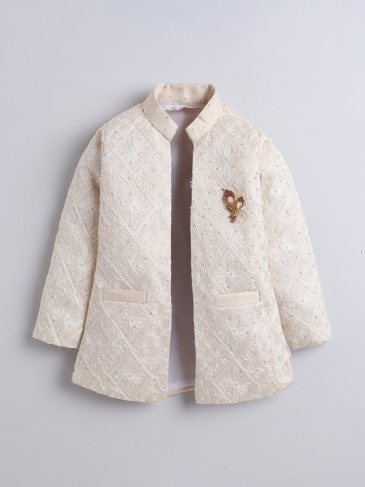 Boys Stone Embellished Embroidered Sherwani Set
