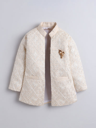 Boys Stone Embellished Embroidered Sherwani Set